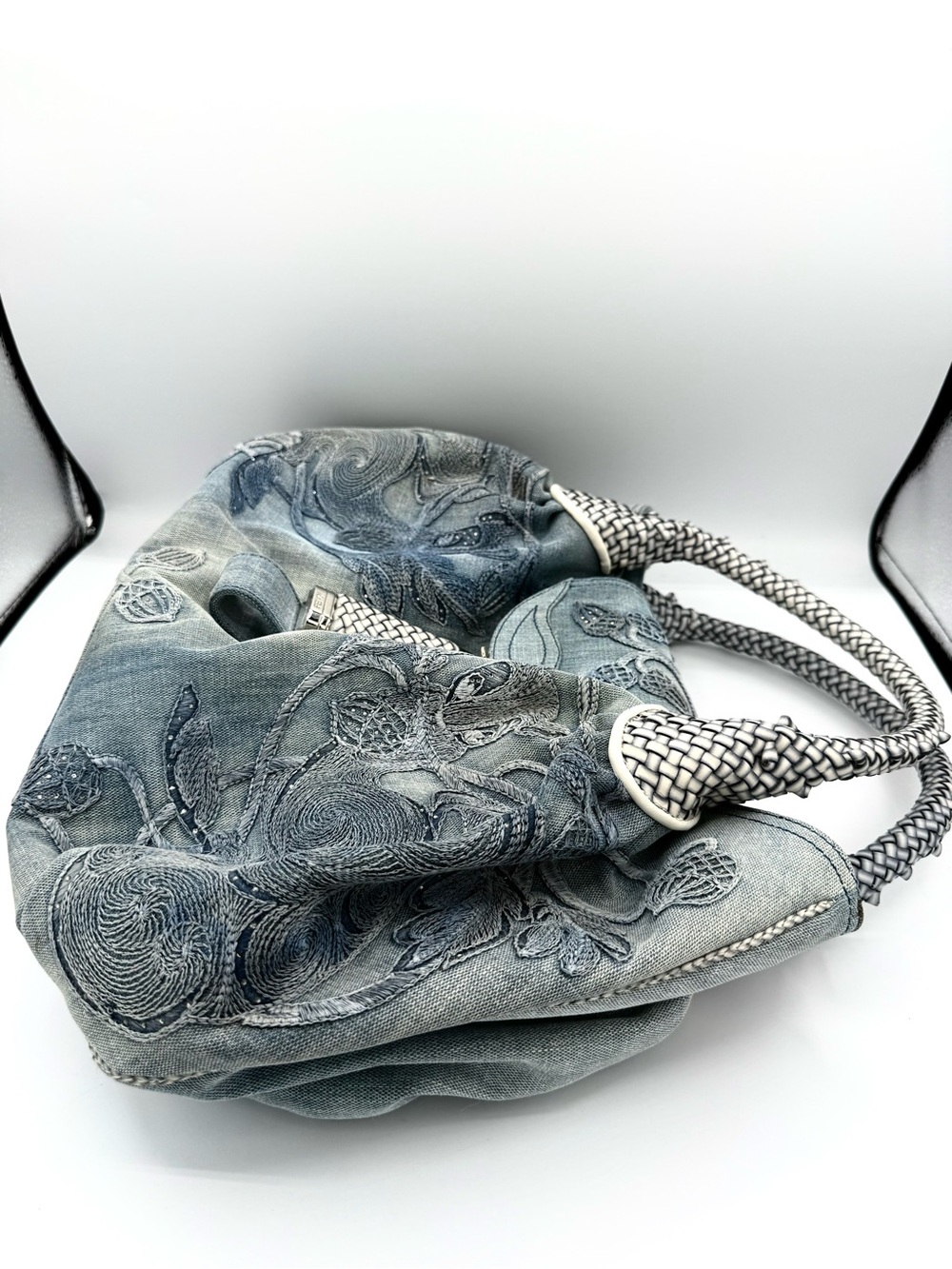 Fendi RARE Denim Rhinestone Squirrel Spy Bag - Picture 10 of 16
